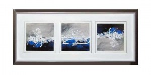 03 A13-151 (Triple Mat-Regular Glass-Frame)  19x47 $160 Blue Abstracts - 3 in 1 Collage